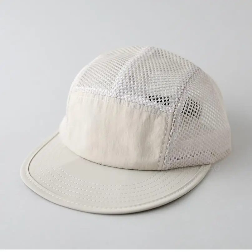 Men's White Mesh Baseball Cap with Flat Eave