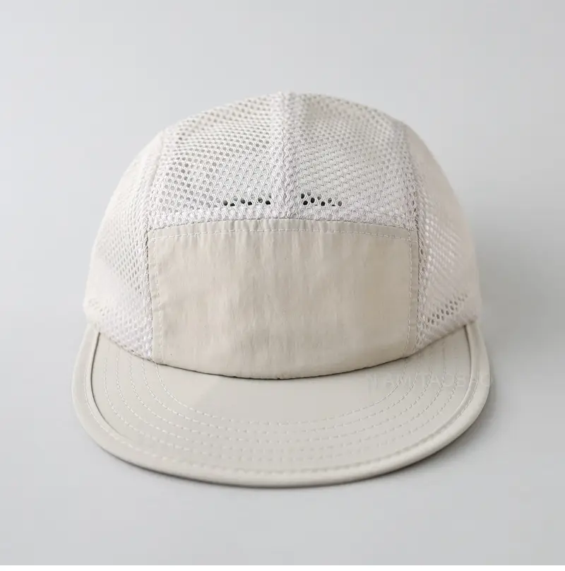 Men's White Mesh Baseball Cap with Flat Eave — feature 10