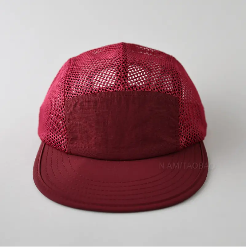 Men's White Mesh Baseball Cap with Flat Eave — feature 11