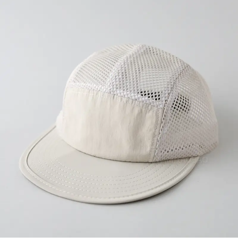 Men's White Mesh Baseball Cap with Flat Eave