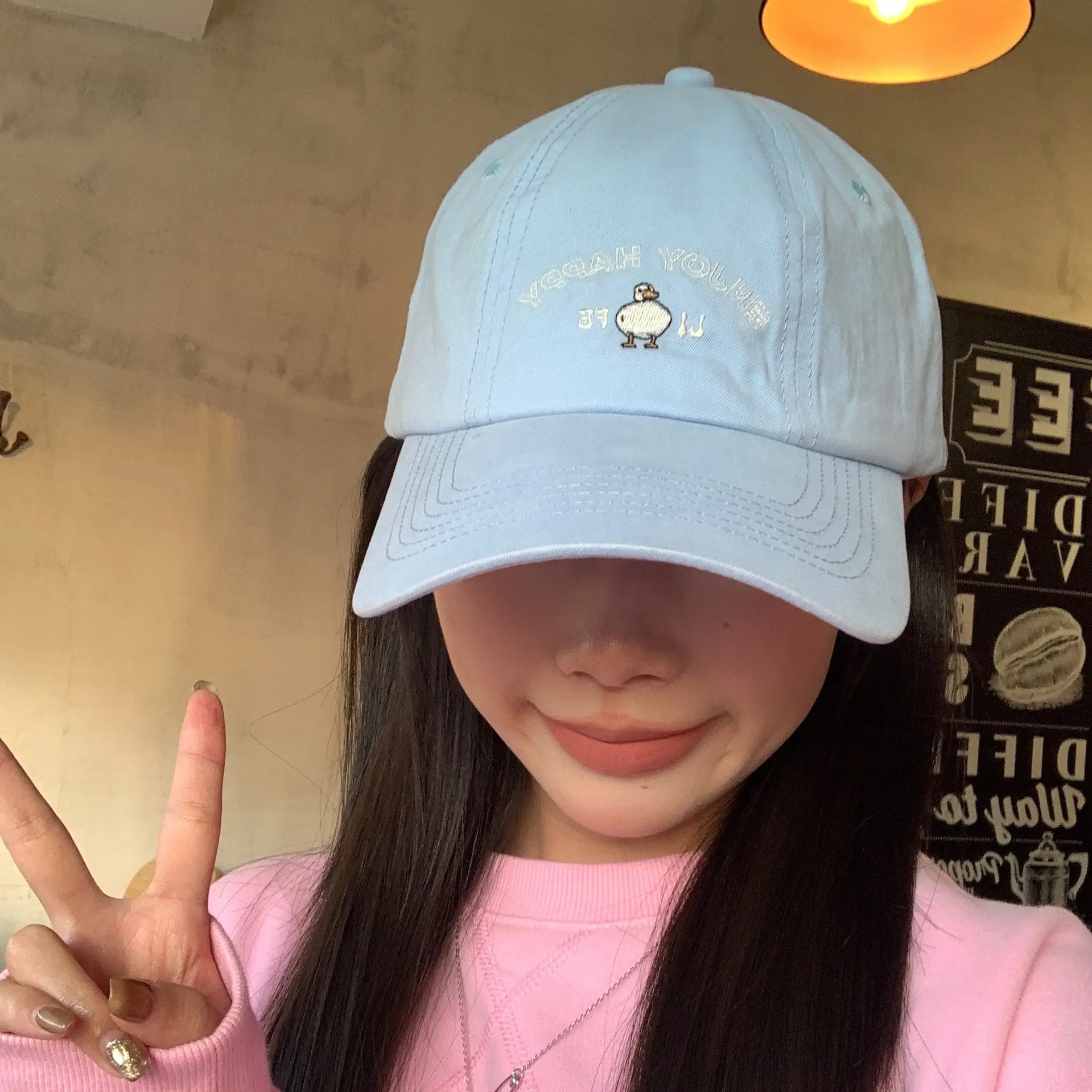 Light Blue Cartoon Embroidered Baseball Cap for Women - Image 5
