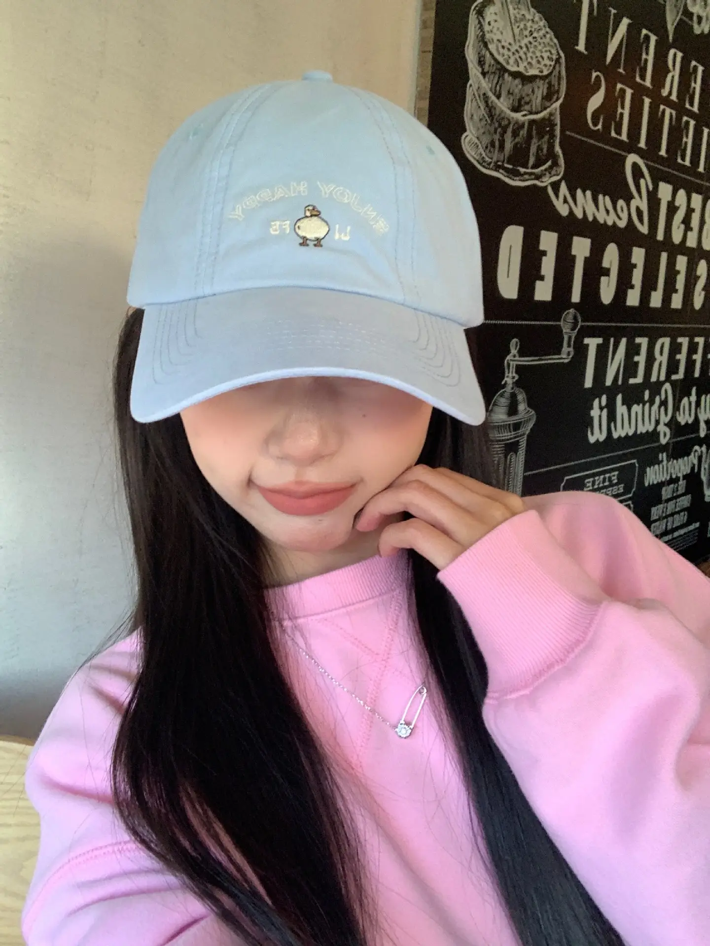 Light Blue Cartoon Embroidered Baseball Cap for Women — feature 1