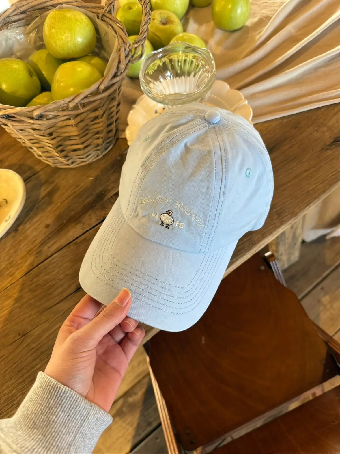 Light Blue Cartoon Embroidered Baseball Cap for Women — feature 21