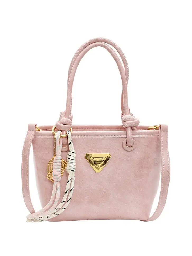 Women's Light Blue Retro Handbag with Gold Plated Logo - Image 13