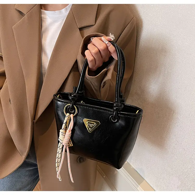 Women's Light Blue Retro Handbag with Gold Plated Logo — feature 23
