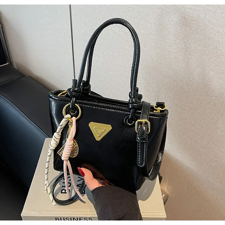 Women's Light Blue Retro Handbag with Gold Plated Logo — feature 27