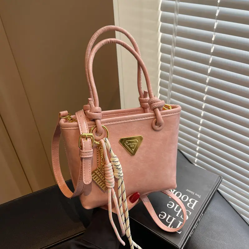 Women's Light Blue Retro Handbag with Gold Plated Logo - Image 2