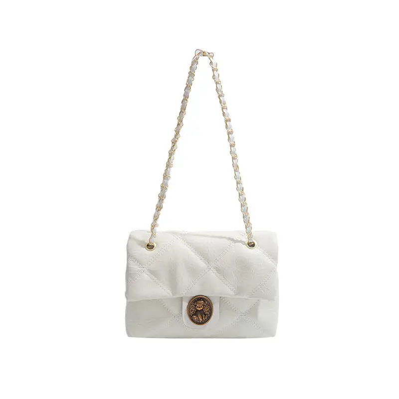 Retro Quilted Chain Shoulder Bag for Women Brown - Image 8