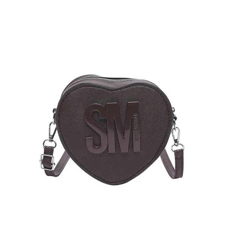 Heart Shaped Women's Black Shoulder Bag with SM Logo - Image 11