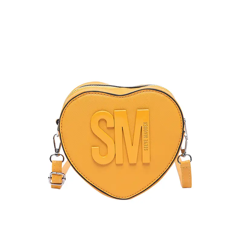 Heart Shaped Women's Black Shoulder Bag with SM Logo - Image 2