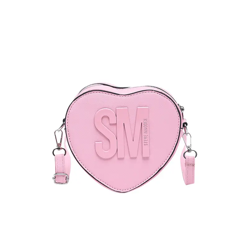 Heart Shaped Women's Black Shoulder Bag with SM Logo - Image 4