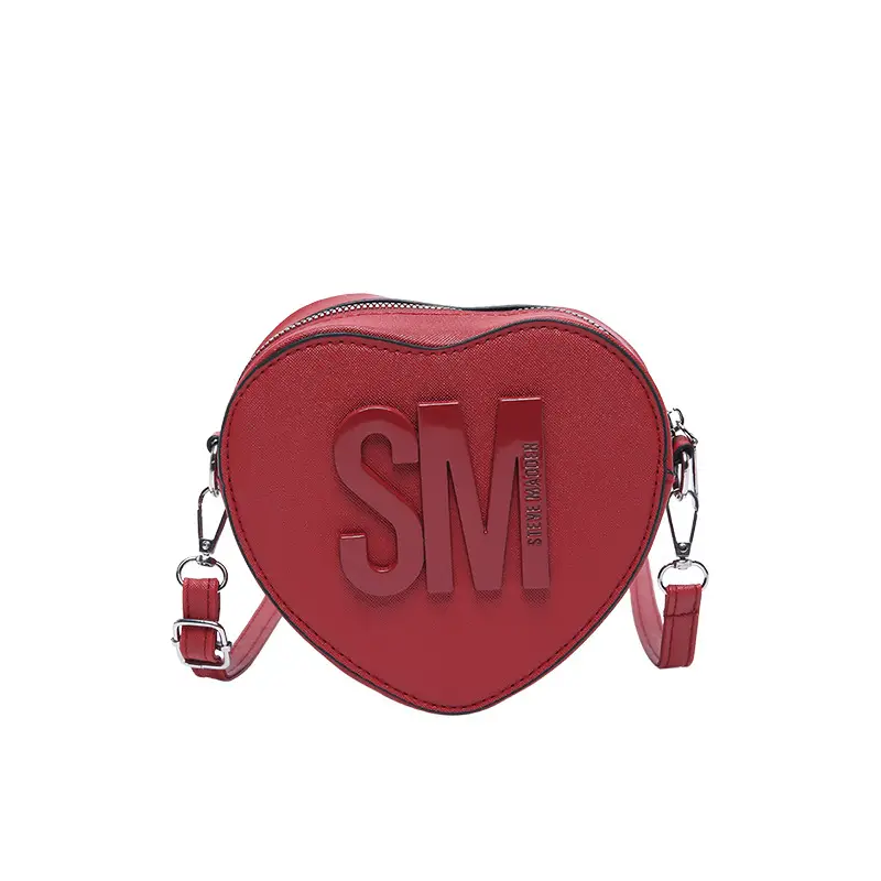 Heart Shaped Women's Black Shoulder Bag with SM Logo - Image 6