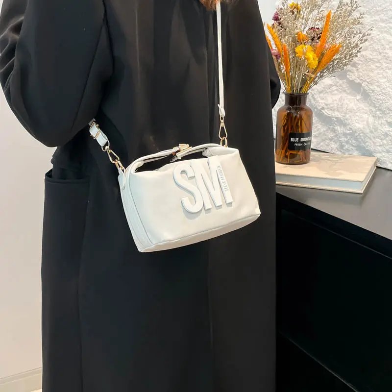 Yellow Square Shoulder Bag with "SM" Print - Image 8
