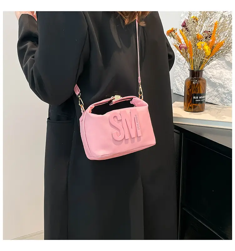 Yellow Square Shoulder Bag with "SM" Print — feature 10