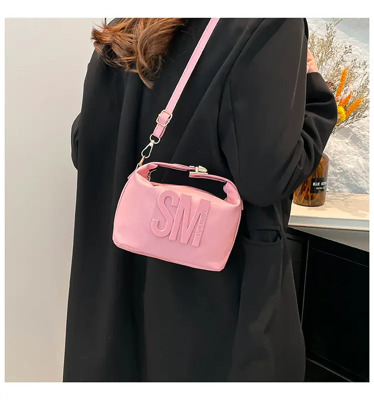 Yellow Square Shoulder Bag with "SM" Print — feature 11