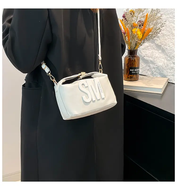 Yellow Square Shoulder Bag with "SM" Print — feature 12