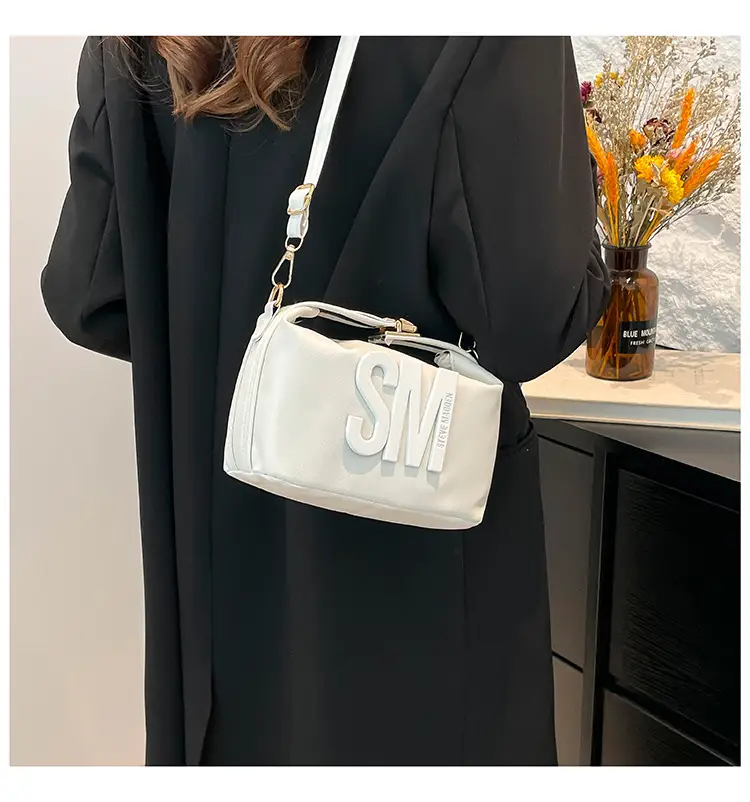 Yellow Square Shoulder Bag with "SM" Print — feature 13
