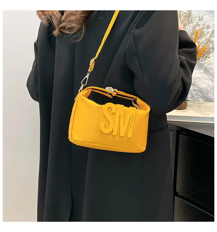 Yellow Square Shoulder Bag with "SM" Print — feature 15