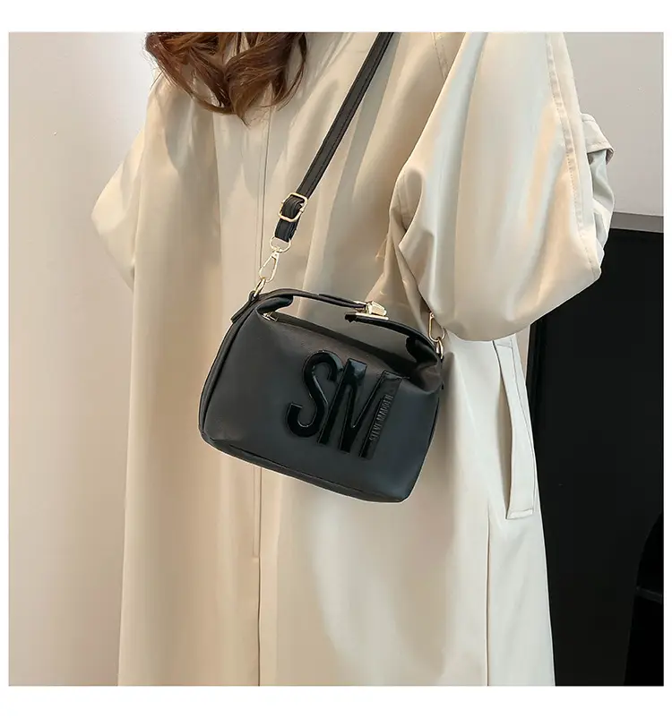 Yellow Square Shoulder Bag with "SM" Print — feature 16