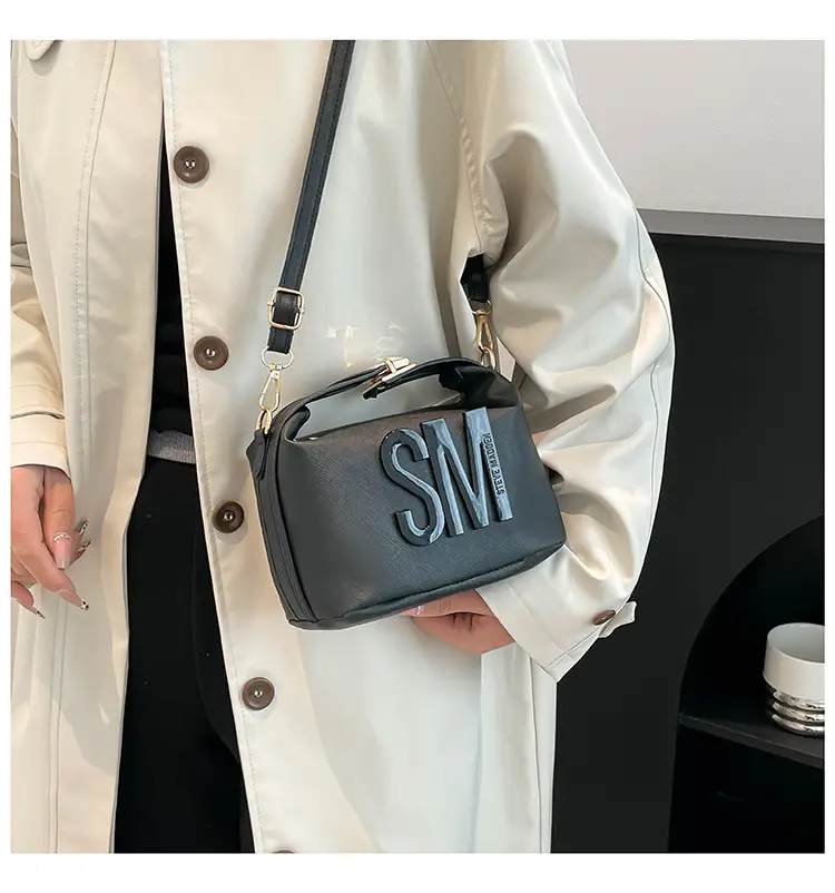 Yellow Square Shoulder Bag with "SM" Print — feature 17