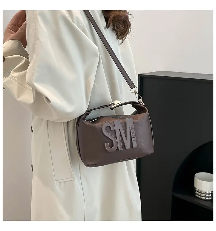 Yellow Square Shoulder Bag with "SM" Print — feature 19