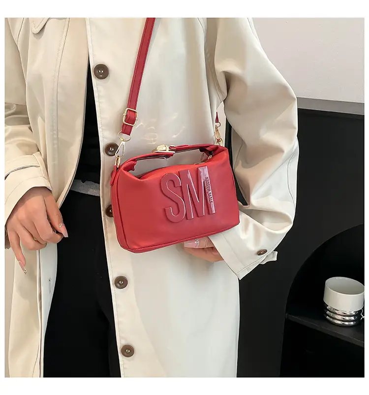 Yellow Square Shoulder Bag with "SM" Print — feature 20