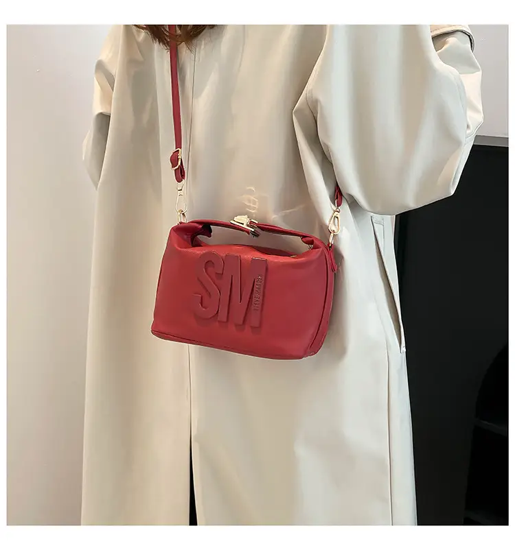Yellow Square Shoulder Bag with "SM" Print — feature 21