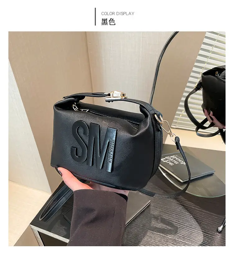Yellow Square Shoulder Bag with "SM" Print — feature 22