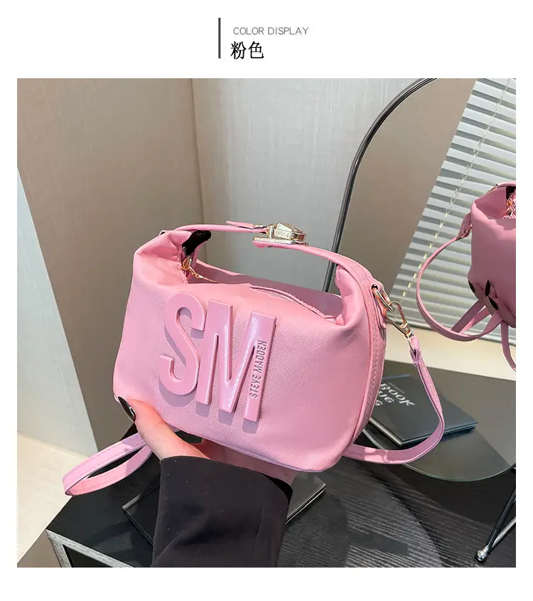 Yellow Square Shoulder Bag with "SM" Print — feature 24
