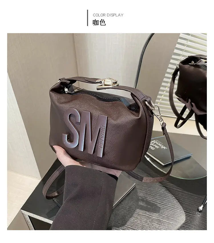 Yellow Square Shoulder Bag with "SM" Print — feature 26