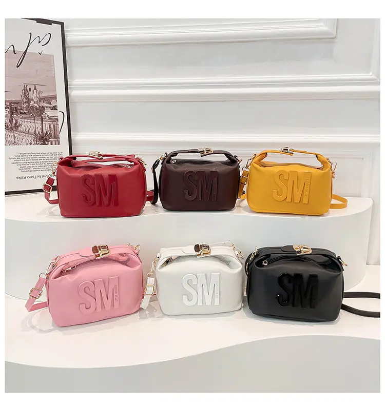 Yellow Square Shoulder Bag with "SM" Print — feature 28
