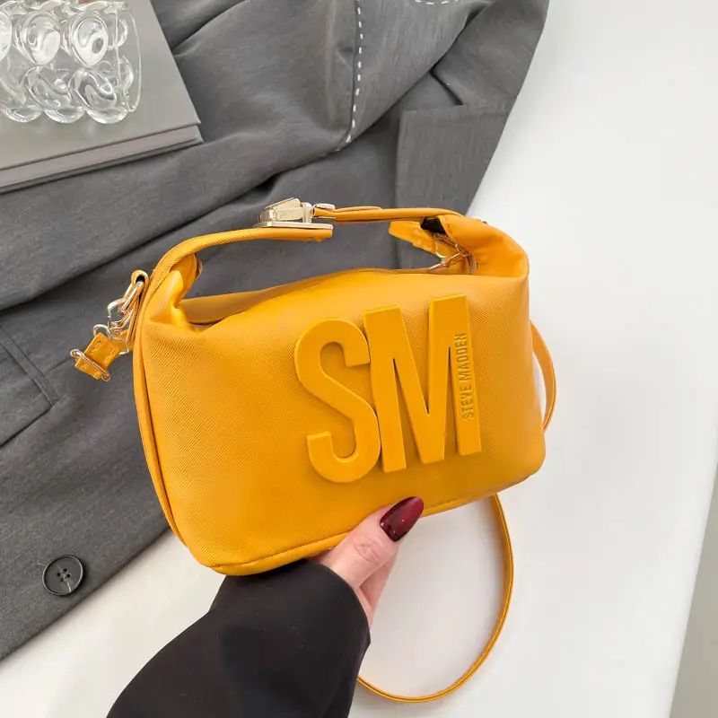 Yellow Square Shoulder Bag with "SM" Print - Image 2