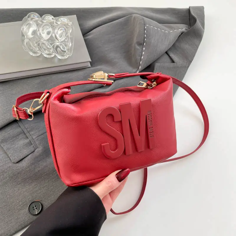 Yellow Square Shoulder Bag with "SM" Print - Image 3