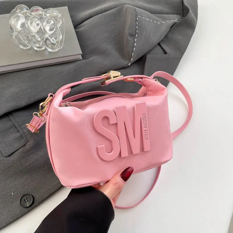 Yellow Square Shoulder Bag with "SM" Print - Image 6