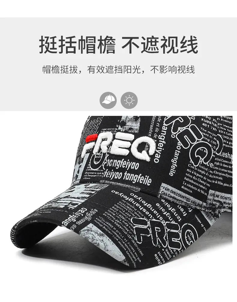 Men's Black Graphic Baseball Cap with "REQ" Brand — feature 2