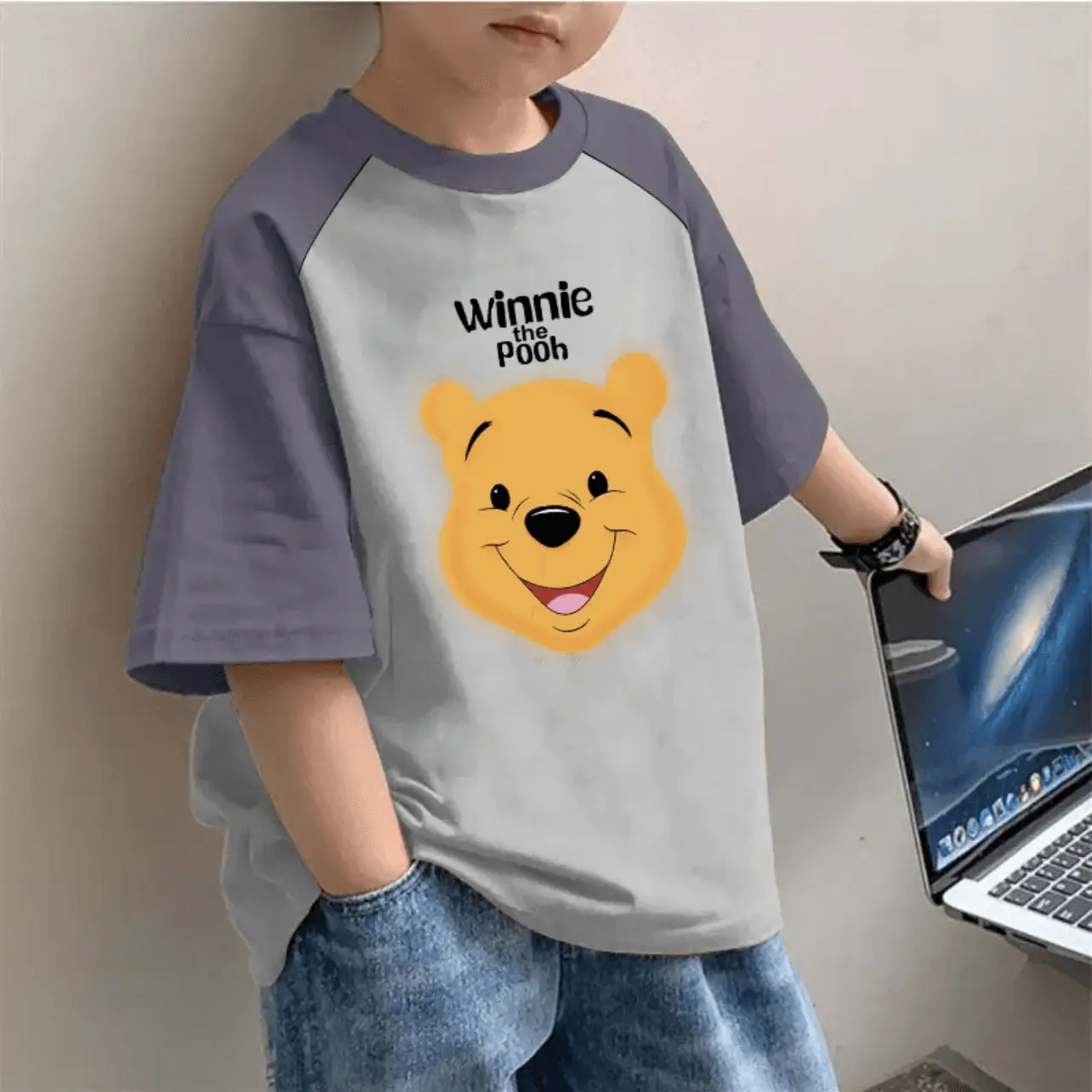 Boys Winnie Pooh Cotton T-Shirt Large Summer Wear - Image 5