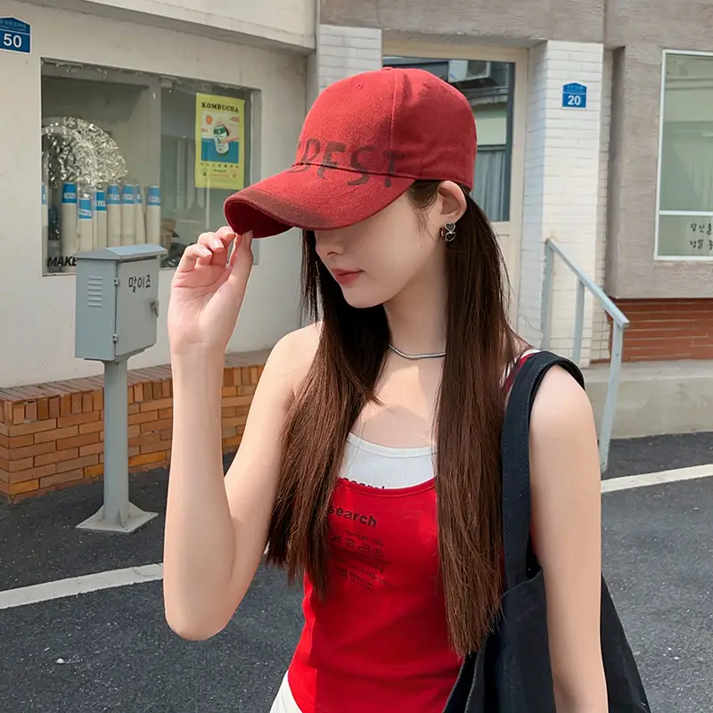 Women Vintage Washed Big Head Cap Wide Brim 54-58cm - Image 10