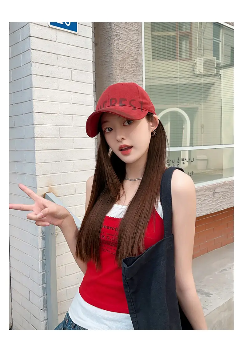 Women Vintage Washed Big Head Cap Wide Brim 54-58cm — feature 10