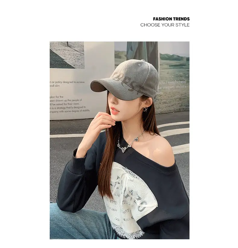 Women Vintage Washed Big Head Cap Wide Brim 54-58cm — feature 13