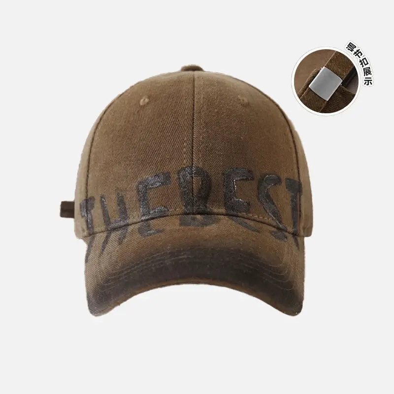 Women Vintage Washed Big Head Cap Wide Brim 54-58cm - Image 4