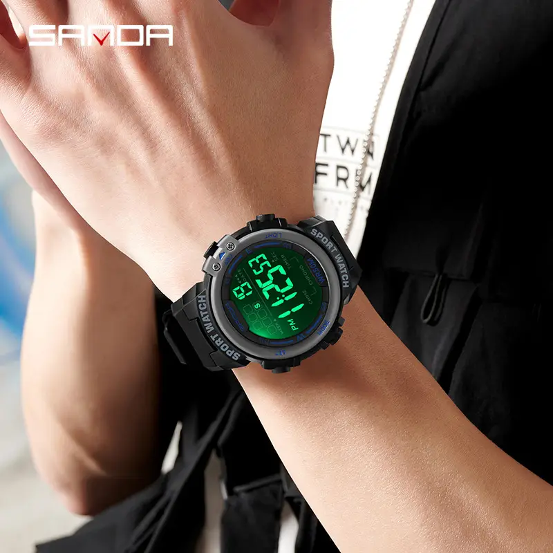 Sanda Sport Watch Green Digital Waterproof 100m - Image 7