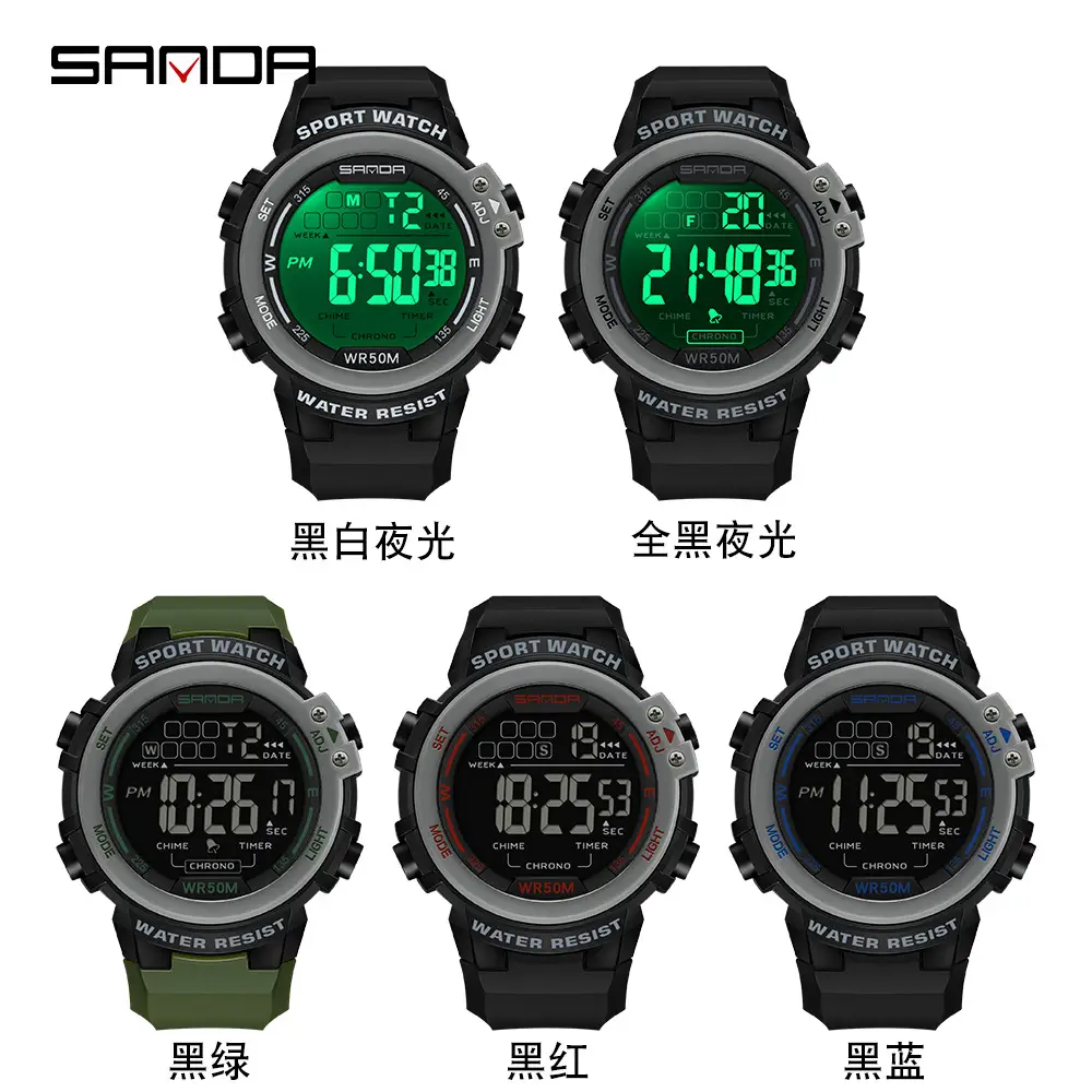 Sanda Sport Watch Green Digital Waterproof 100m - Image 9