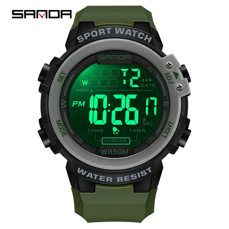 Sanda Sport Watch Green Digital Waterproof 100m - Image 10