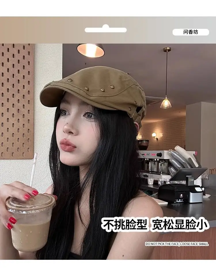 Vintage Rivet Hat Women Sun Protection Hat — feature 5