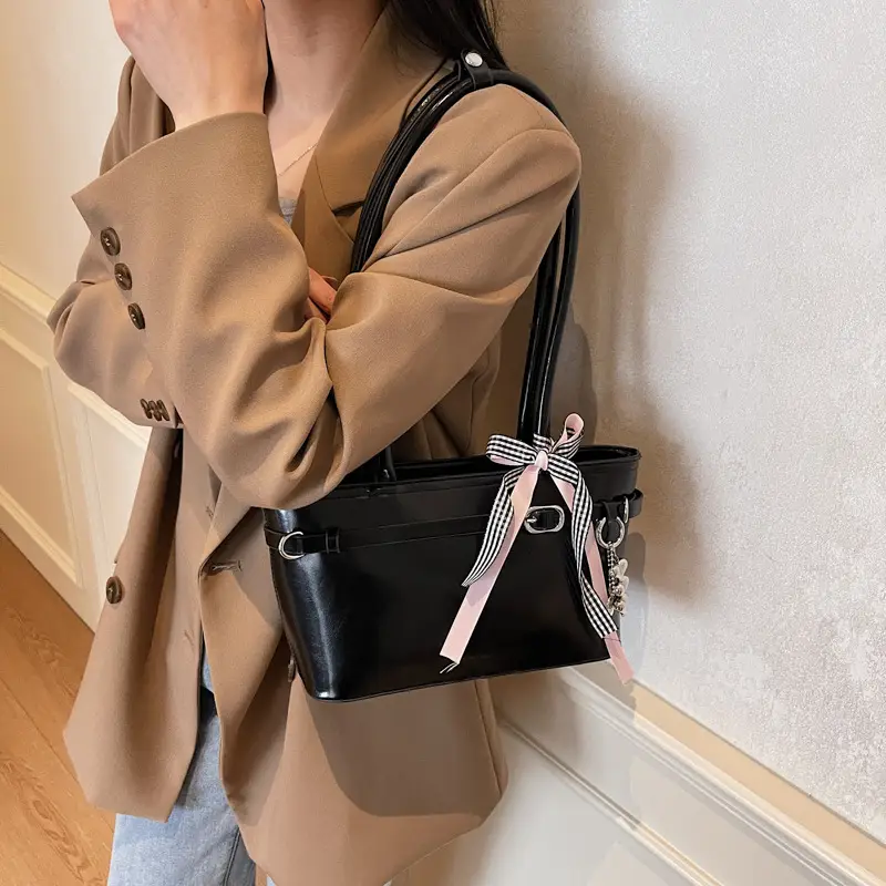 Black Korean Style Shoulder Bag 2025 Spring New