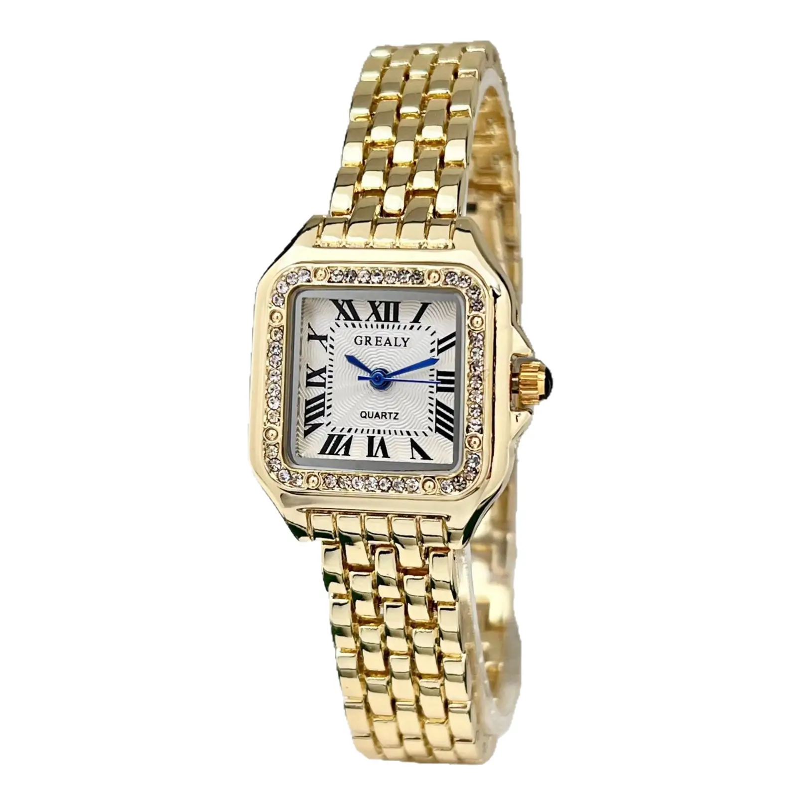 Women's Square Roman Dial Quartz Watch with Diamond Chain Strap - Image 7