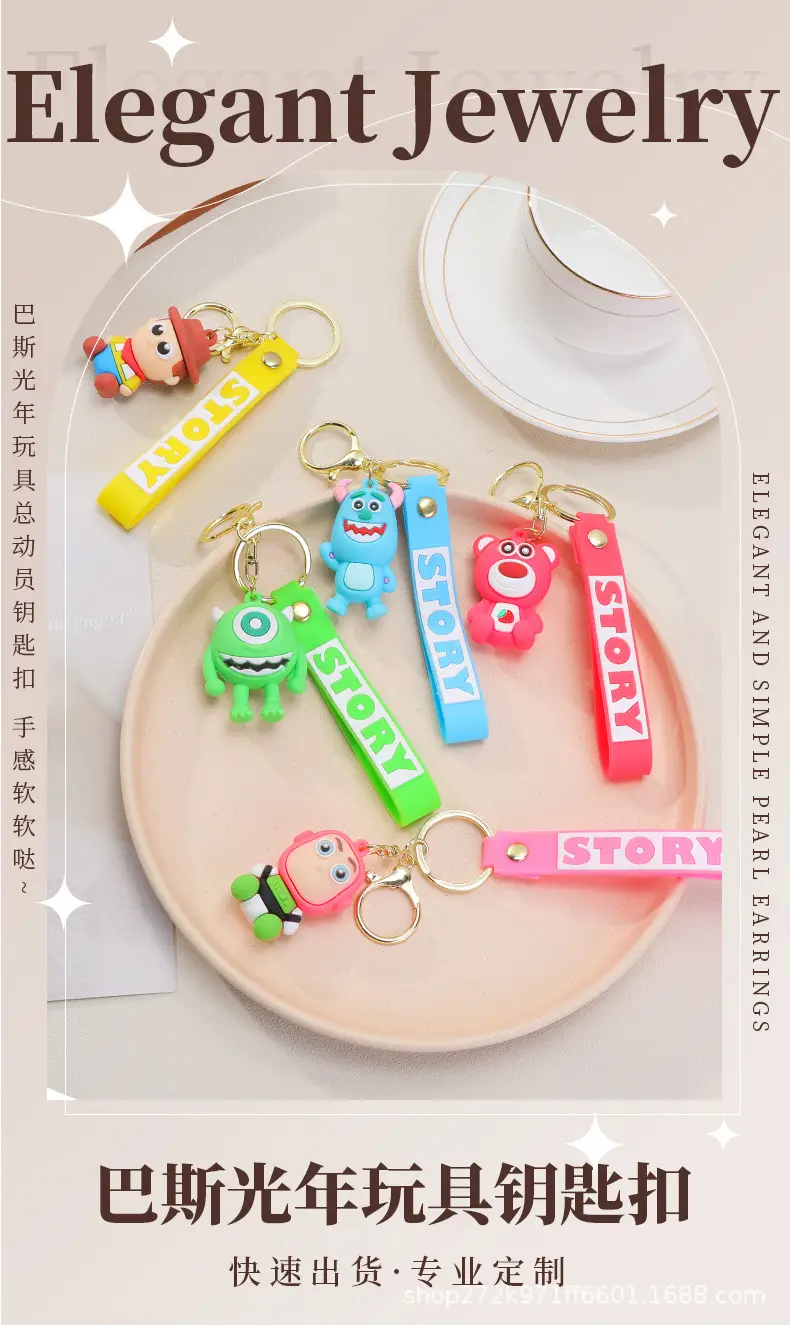 Toy Story Keychain Buzz Lightyear Woody Three-Eyed Alien Small Pendant Bag Decoration Ornament Car Key — feature 1