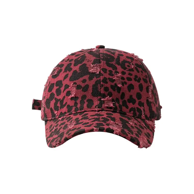 Leopard Print Baseball Cap with Distressed Brim - Image 6