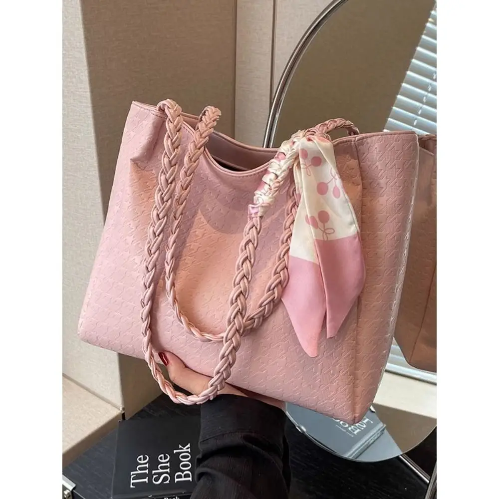 Pink Textured Shoulder Bag for Women 2026 Spring