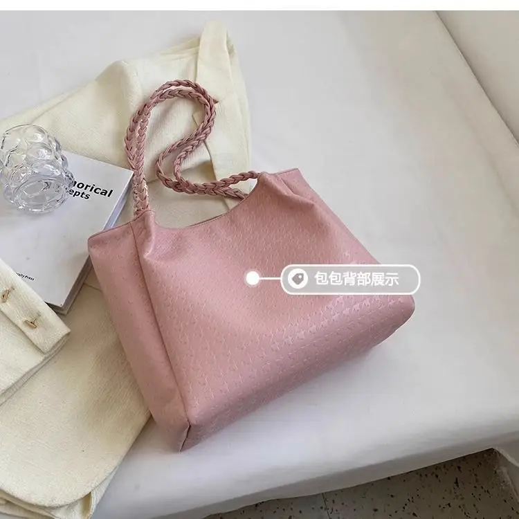 Pink Textured Shoulder Bag for Women 2026 Spring — feature 9